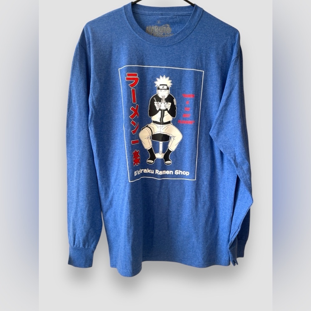 Naruto Shippuden Ichiraku Ramen Shop Long Sleeve Medium Shirt Graphic Blue NWOT